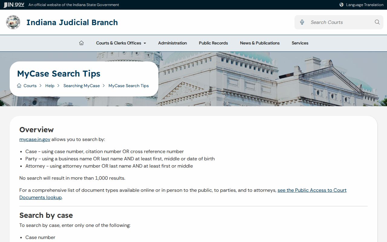 Harrison County warrant check MyCase search field documentation