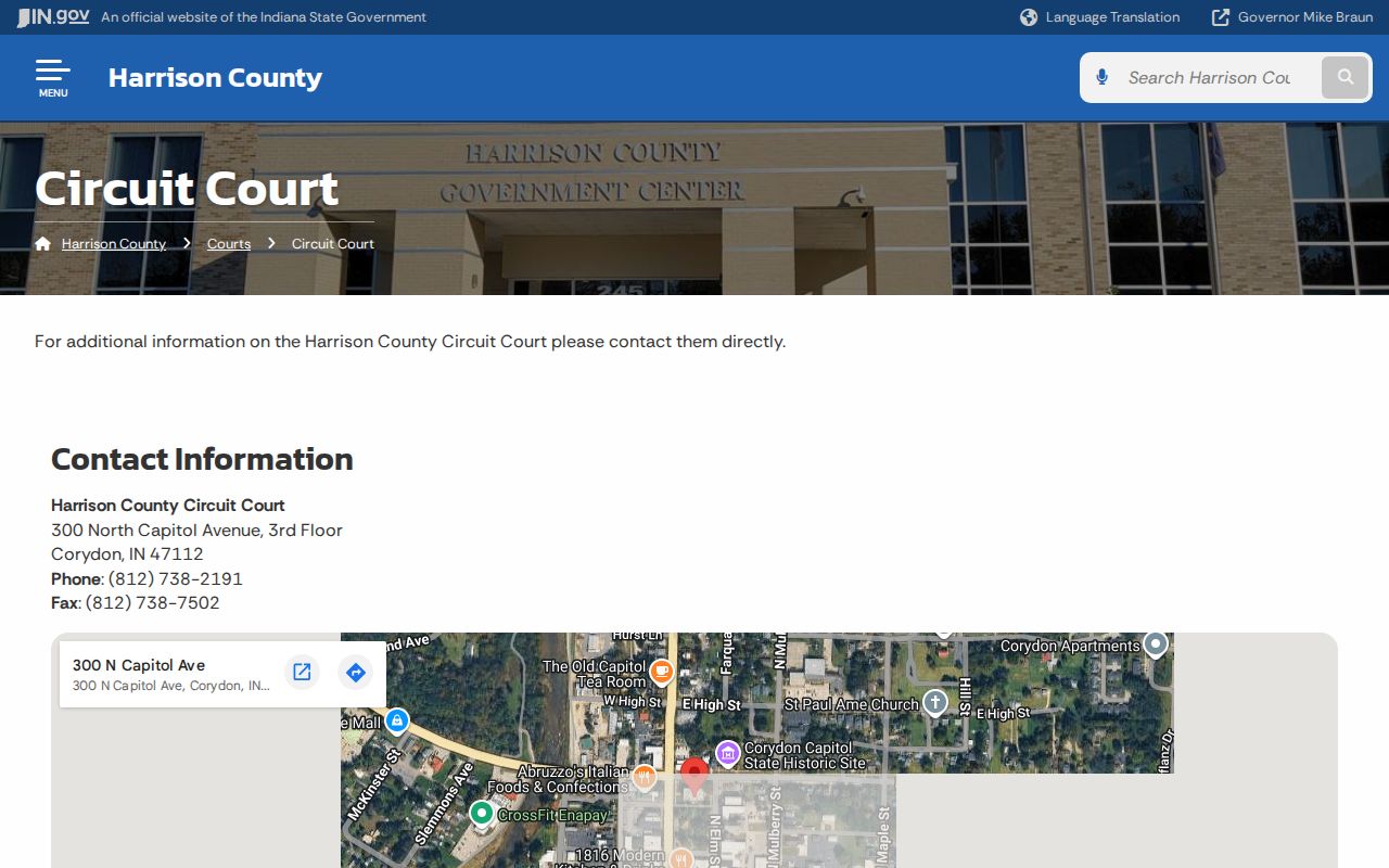 Harrison County warrant check Circuit Court contact page