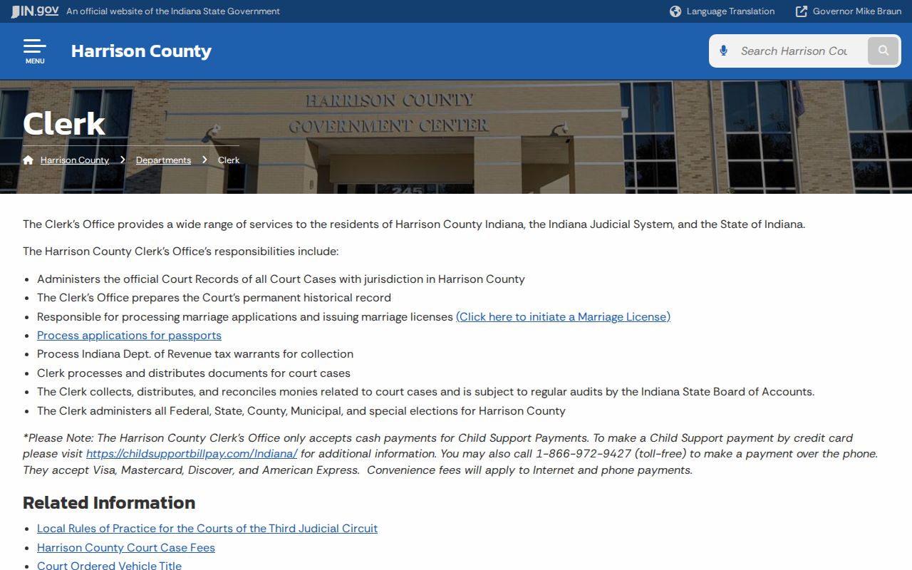 Harrison County warrant records Clerk official page