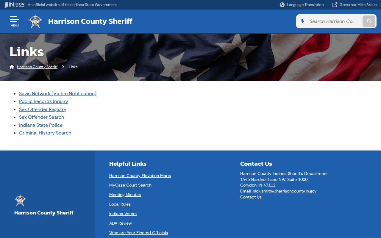 Harrison County active warrant official links