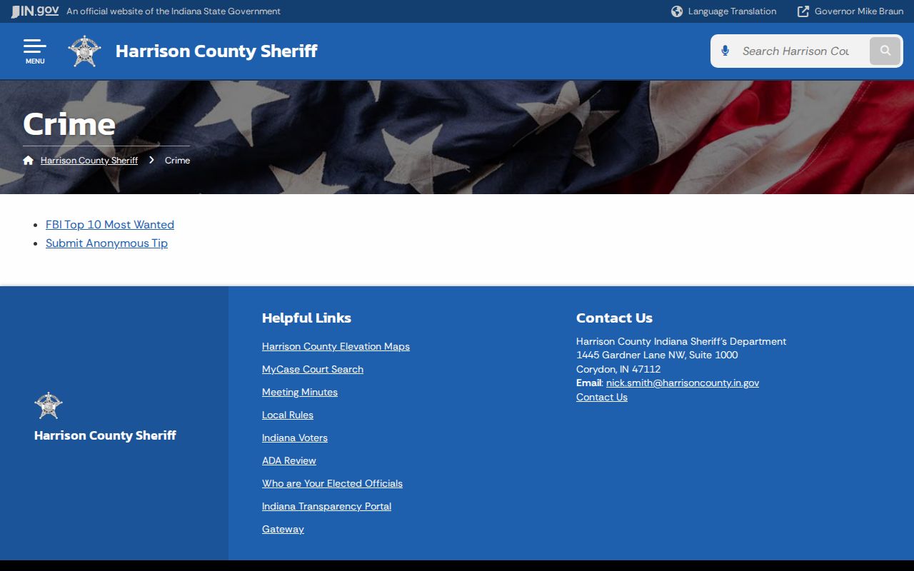 Harrison County bench warrant Sheriff crime page