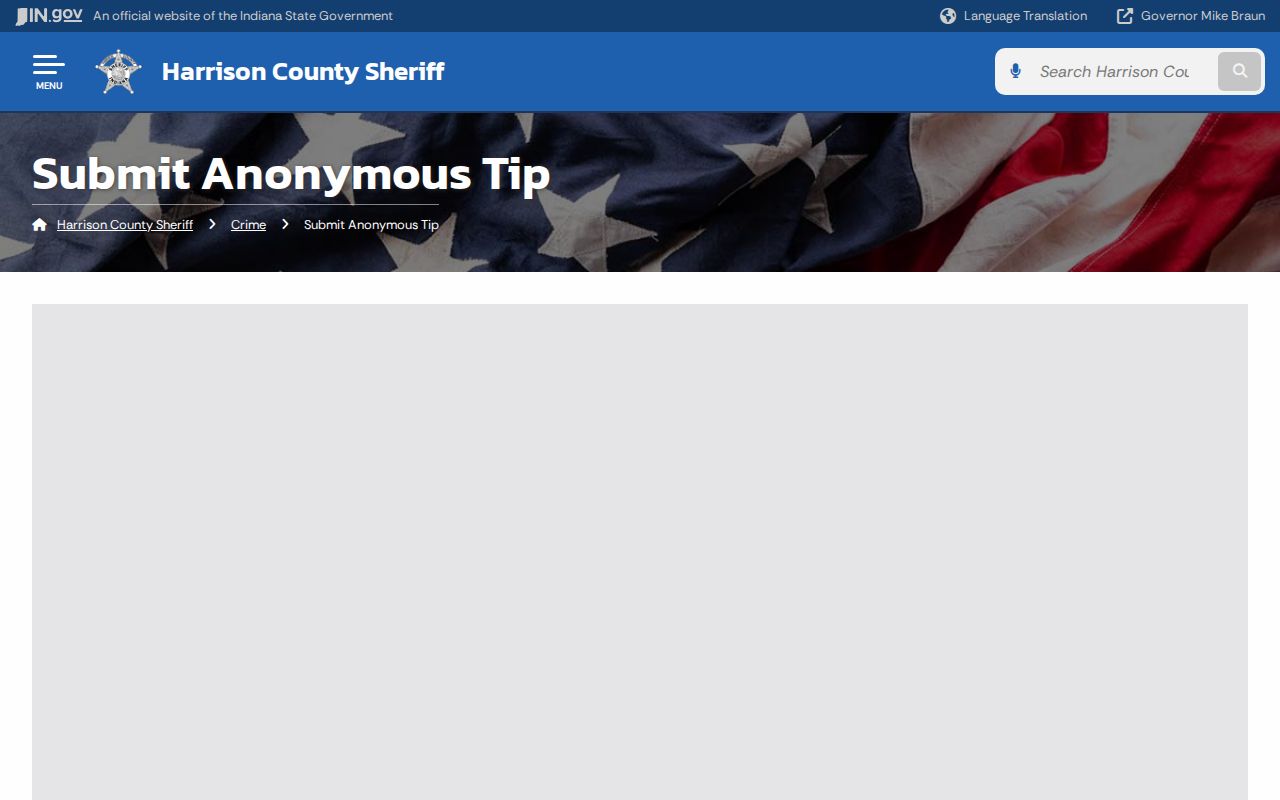 Harrison County bench warrant anonymous tip interface