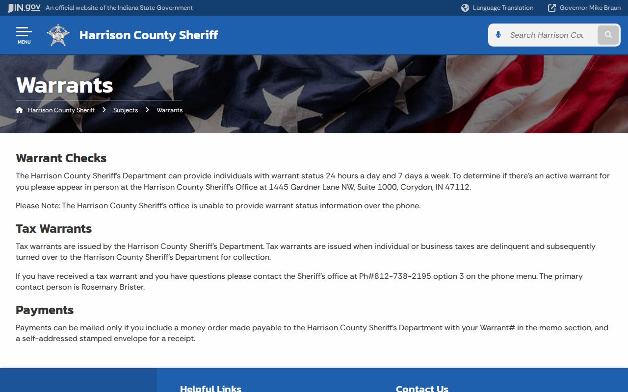 Harrison County warrant records official page without names